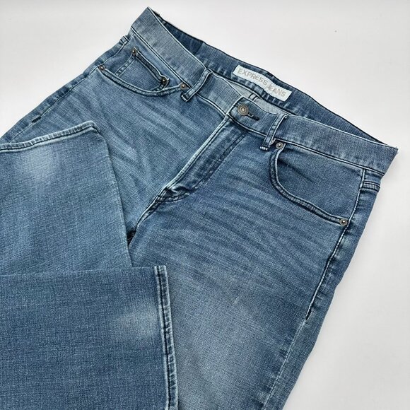 Express Men's Alec Skinny Fit Skinny Leg Jeans, Size W34 x L32, Medium Blue Wash - Picture 1 of 12